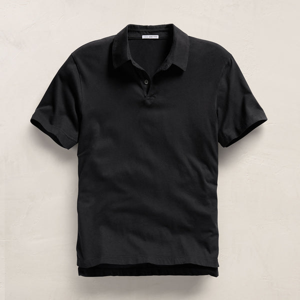 Sueded Jersey Polo - Black