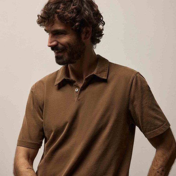 Sueded Jersey Polo in Gingerbread Pigment | James Perse Los Angeles
