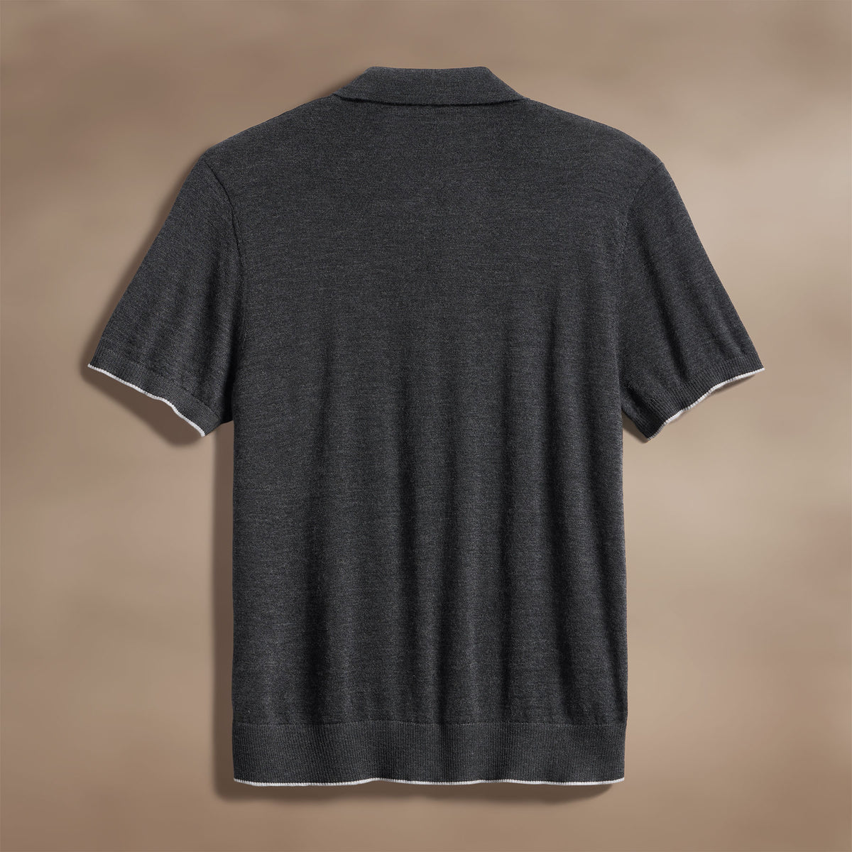Ultra Fine Cashmere Tipped Polo in Coal/Light Heather Grey | James Perse Los Angeles