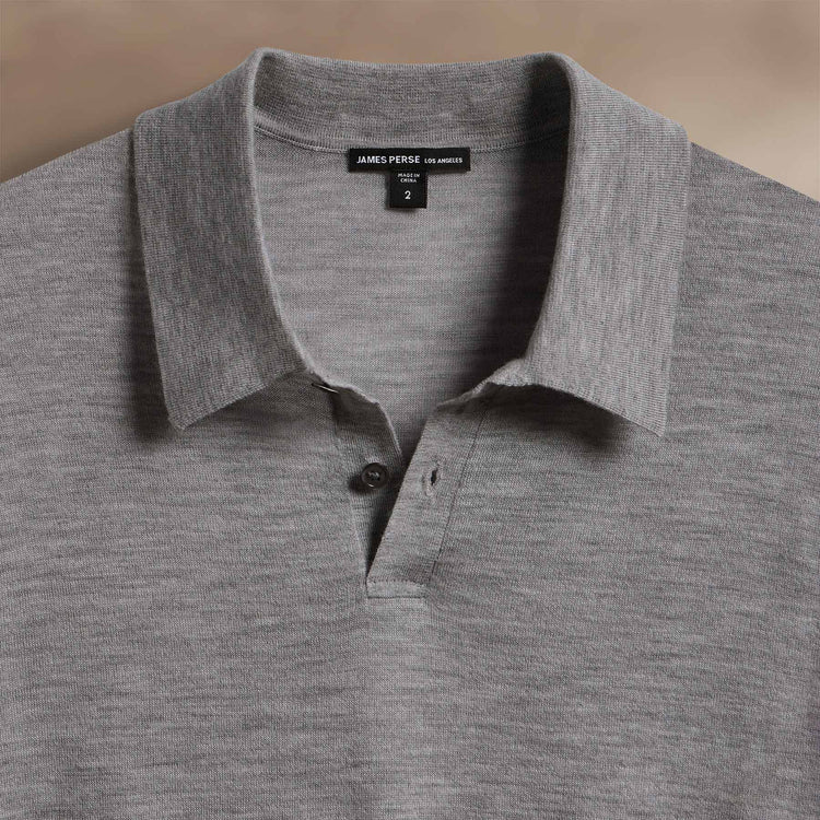 Ultrafine Cashmere Tipped Polo in Light Heather Grey/Coal | James Perse Los Angeles