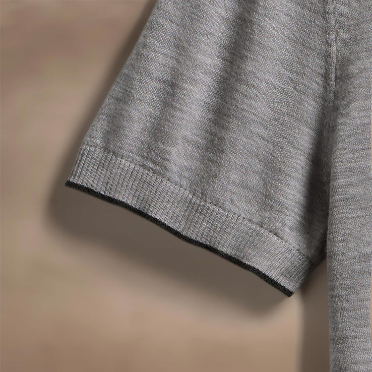 Ultrafine Cashmere Tipped Polo in Light Heather Grey/Coal | James Perse Los Angeles