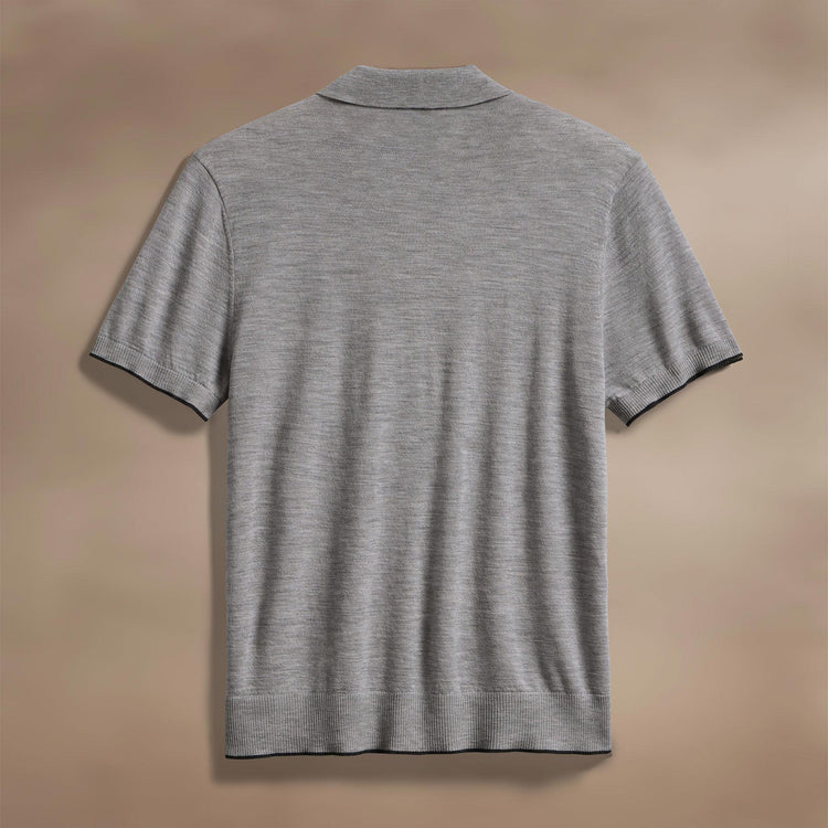 Ultrafine Cashmere Tipped Polo in Light Heather Grey/Coal | James Perse Los Angeles