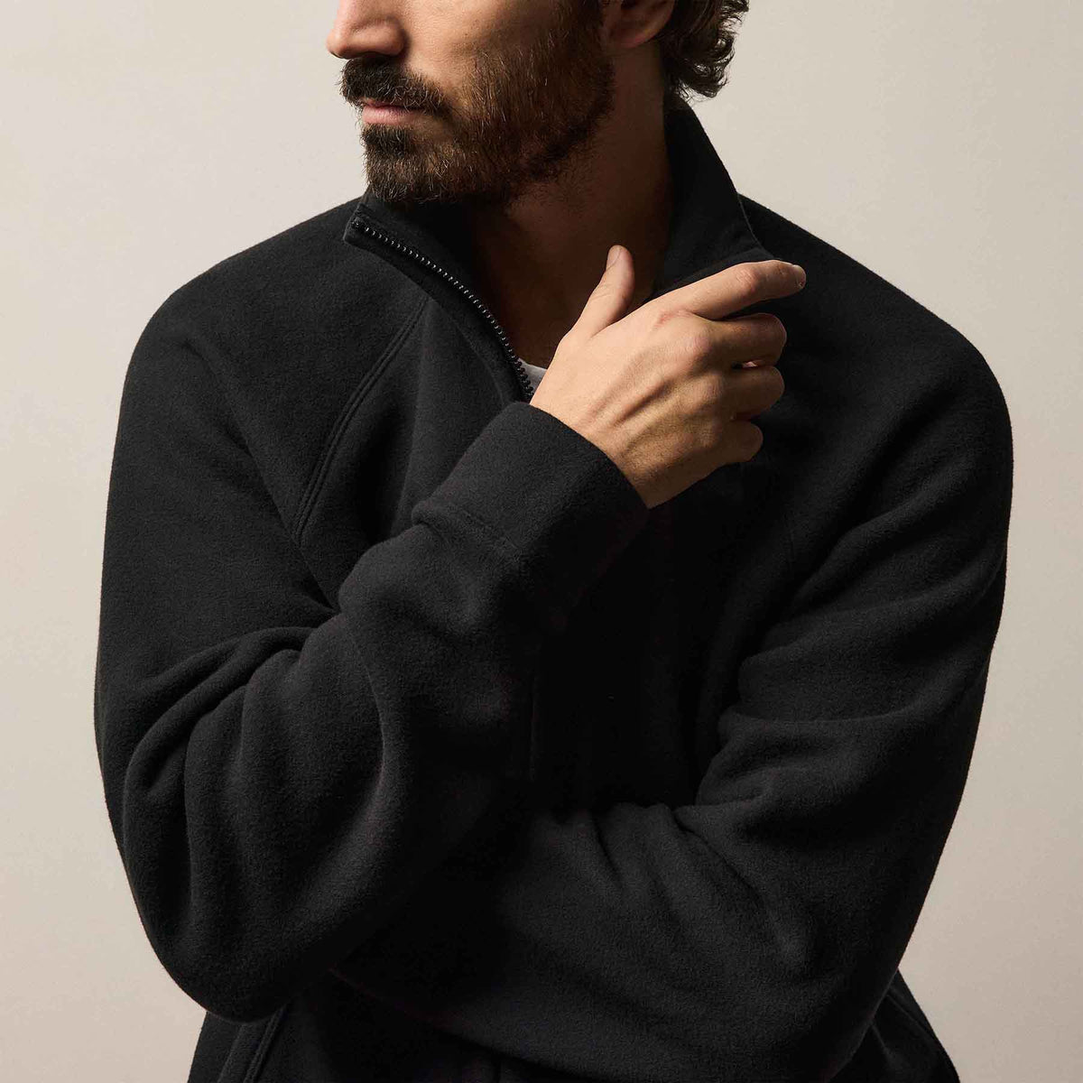 Cozy Full Zip Sweatshirt in Black | James Perse Los Angeles