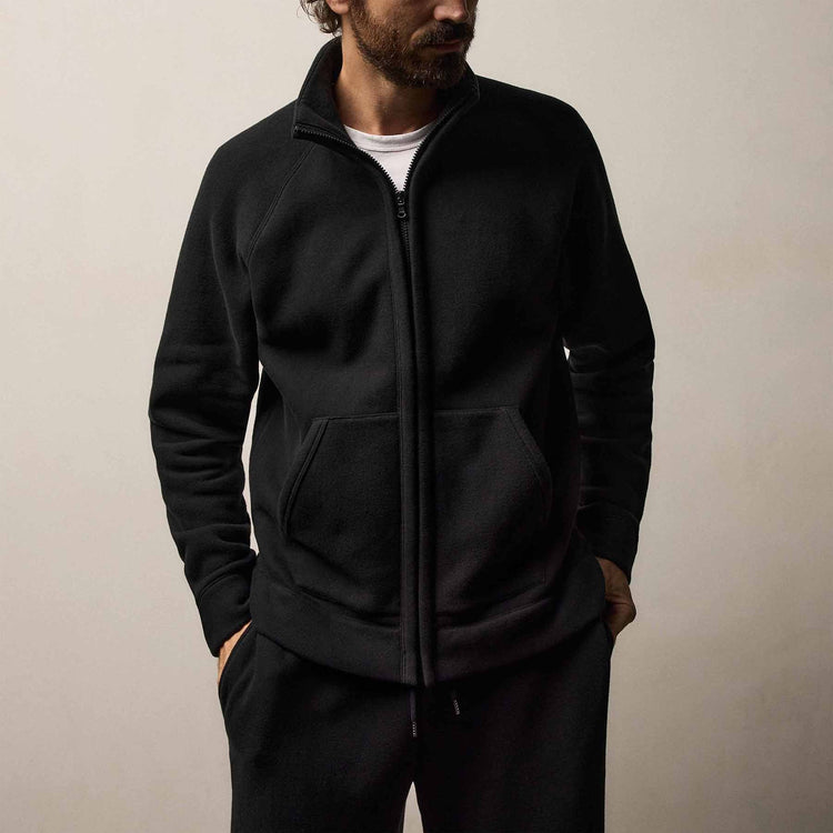 Cozy Full Zip Sweatshirt in Black | James Perse Los Angeles