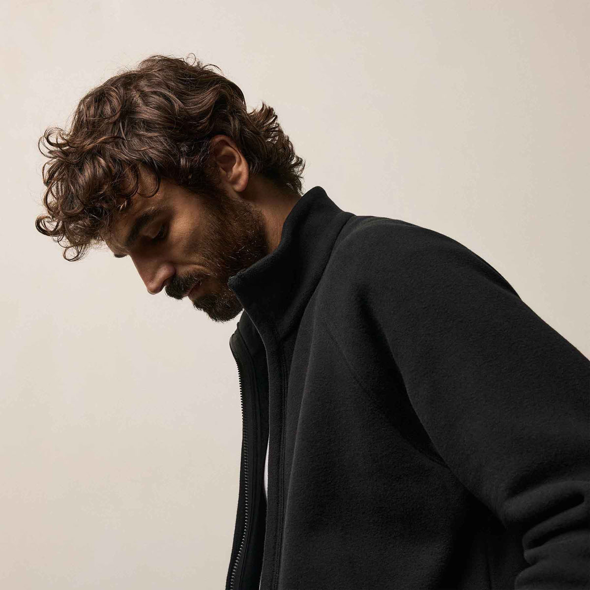 Cozy Full Zip Sweatshirt in Black | James Perse Los Angeles