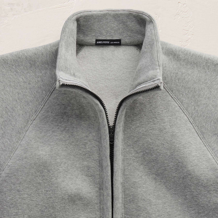Cozy Full Zip Sweatshirt in Heather Grey | James Perse Los Angeles