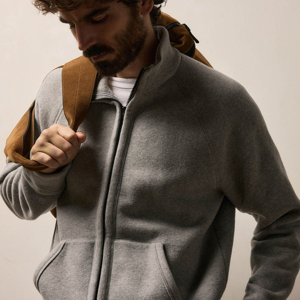Cozy Full Zip Sweatshirt in Heather Grey | James Perse Los Angeles