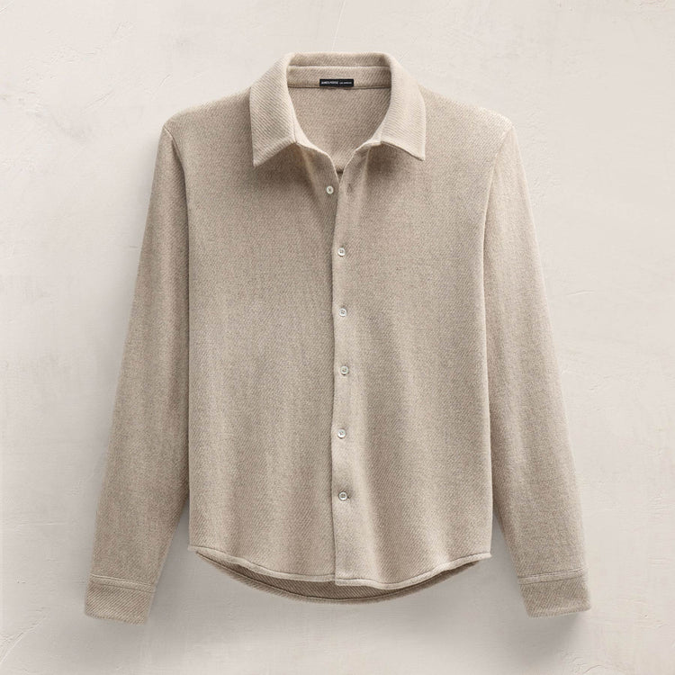 Wool Cashmere Twill Shirt in Flax | James Perse Los Angeles