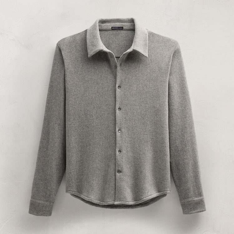 Wool Cashmere Twill Shirt in Heather Grey | James Perse Los Angeles