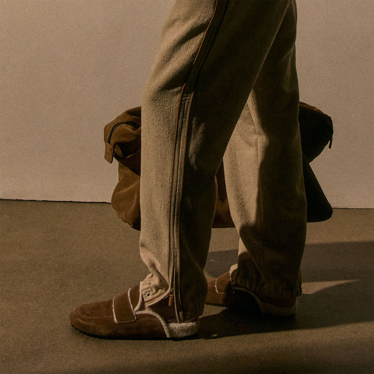 Men's Suede Shearling Lined Loafer in Tabacco/Ivory | James Perse Los Angeles