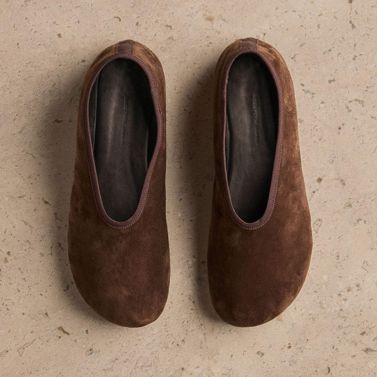 Women's Binded Suede Ballet Flat In Coffee Brown | James Perse Los Angeles