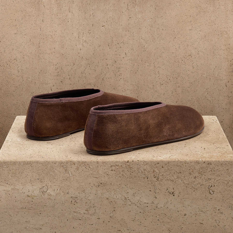 Women's Binded Suede Ballet Flat In Coffee Brown | James Perse Los Angeles