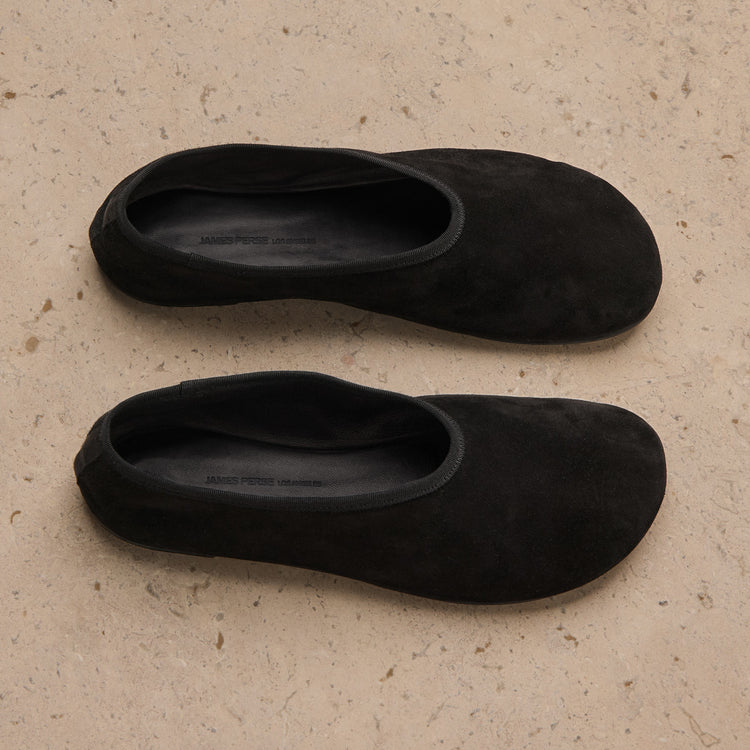 Women's Binded Suede Ballet Flat In Black | James Perse Los Angeles
