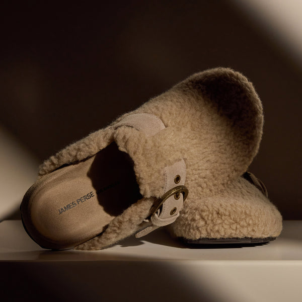 Women's Shearling Slip On Clog in Taupe | James Perse Los Angeles