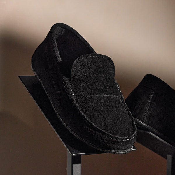 Women's Suede Loafers in Black  | James Perse Los Angeles