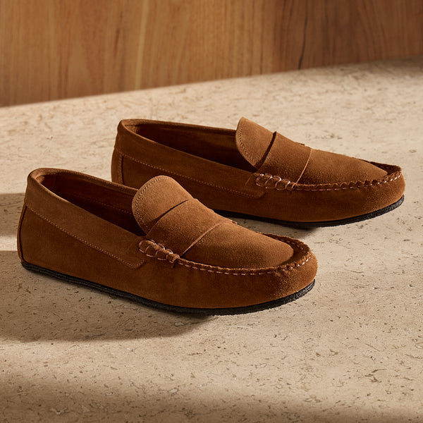 Women's Suede Loafers in Cognac | James Perse Los Angeles