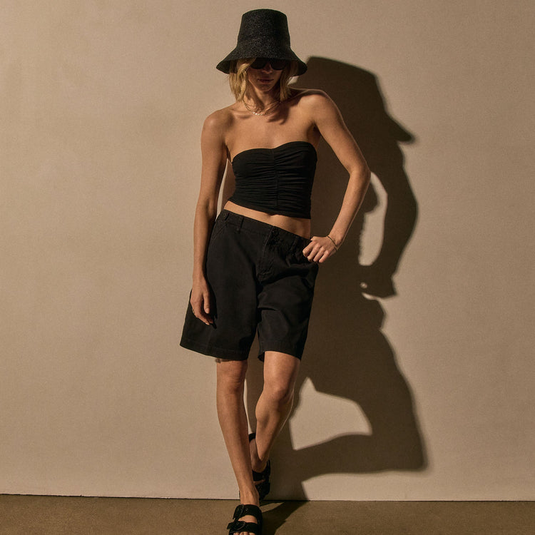 Cotton Long Short in Black Pigment | James Perse Los Angeles