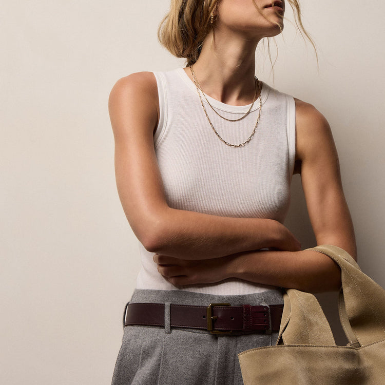 Cotton Gauze Ribbed Tank in Everest White | James Perse Los Angeles