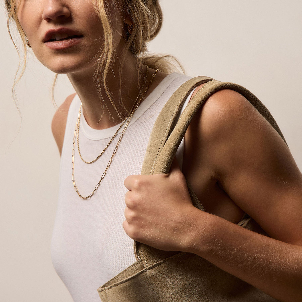 Cotton Gauze Ribbed Tank in Everest White | James Perse Los Angeles