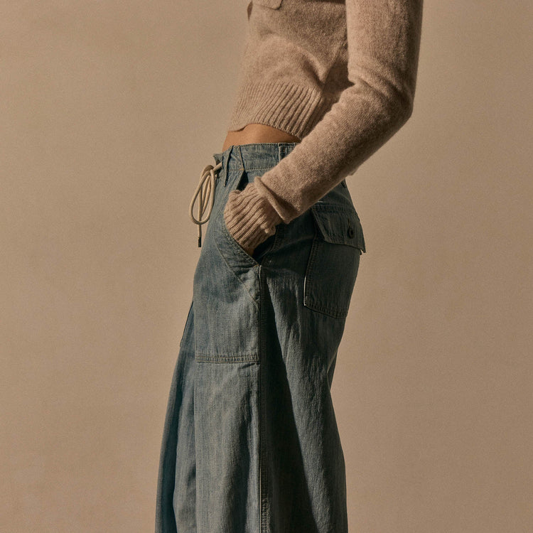 Denim Military Pant in Bleach Wash | James Perse Los Angeles