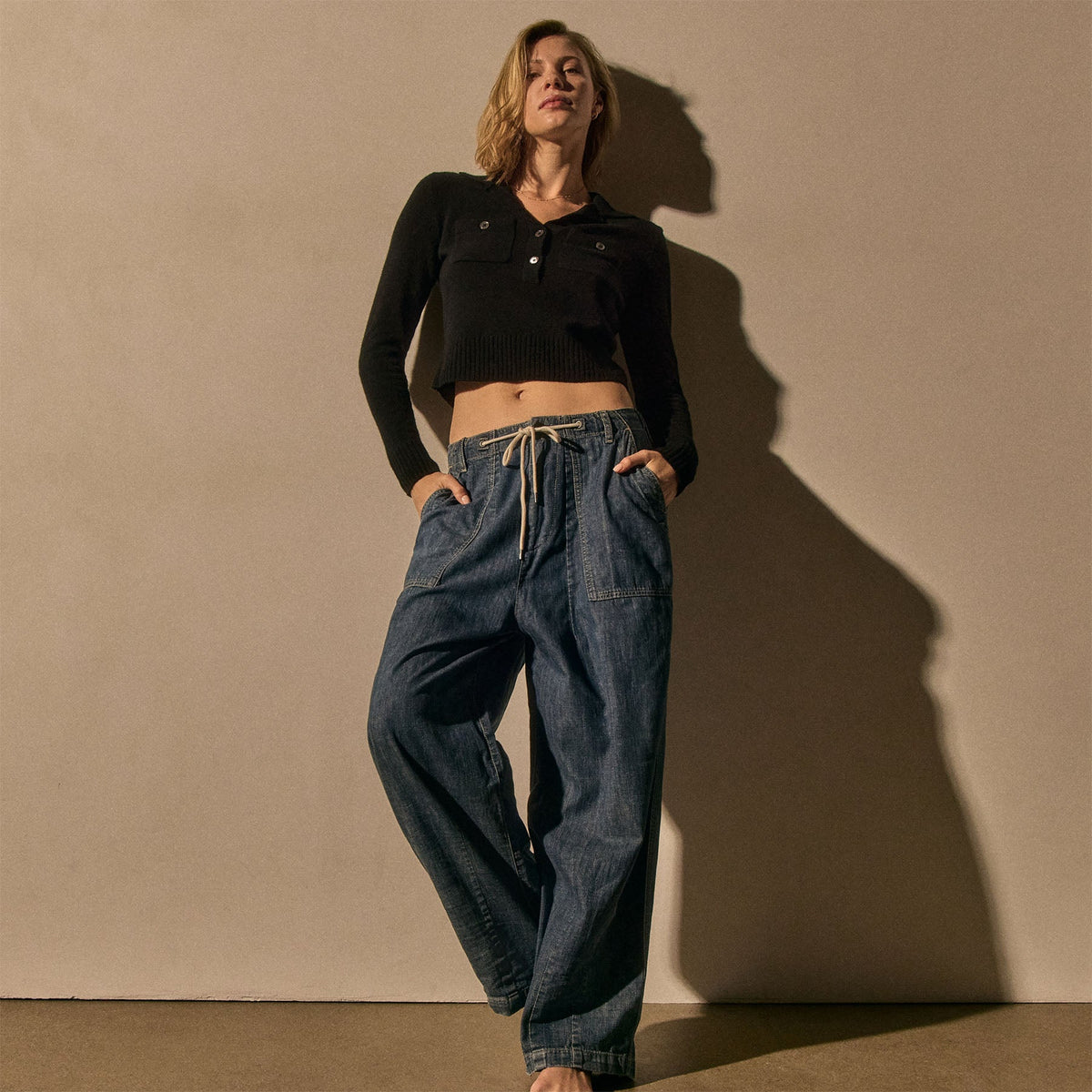 Denim Military Pant in Medium Wash | James Perse Los Angeles