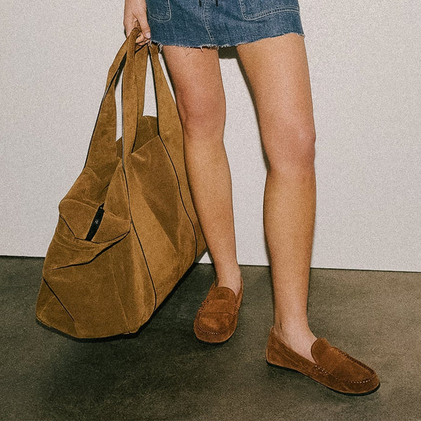 Women's Suede Loafers in Cognac | James Perse Los Angeles