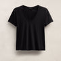 Short Sleeve Elevated Lotus Jersey V Neck in Black | James Perse Los Angeles