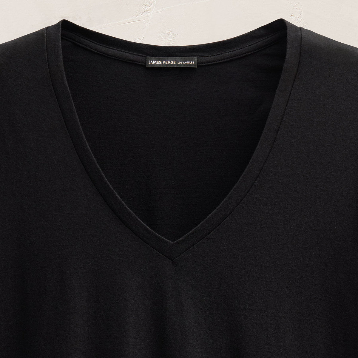 Short Sleeve Elevated Lotus Jersey V Neck in Black | James Perse Los Angeles