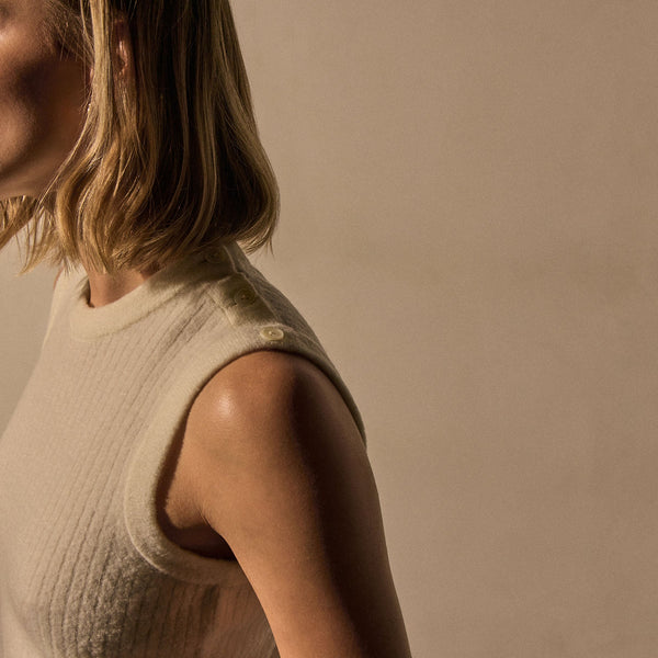 Button Shoulder Sweater Vest in Ivory | James Perse Los Angeles