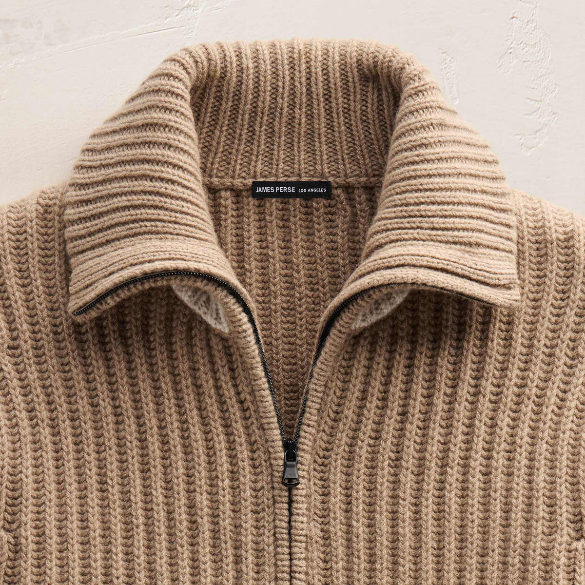 Recycled Cashmere Zip Funnel Neck in Coffee/Stucco | James Perse Los Angeles