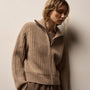 Recycled Cashmere Zip Funnel Neck in Coffee/Stucco | James Perse Los Angeles