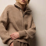 Recycled Cashmere Zip Funnel Neck in Coffee/Stucco | James Perse Los Angeles