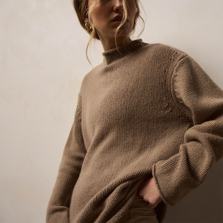 Heavy Spun Cashmere Sweater in Coffee | James Perse Los Angeles