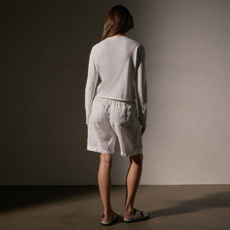 Slub Jersey Shrunken Henley in White | James Perse Los Angeles