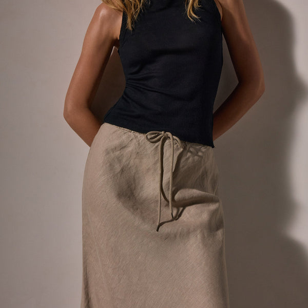 High Low Linen Skirt in Overcast Pigment | James Perse Los Angeles