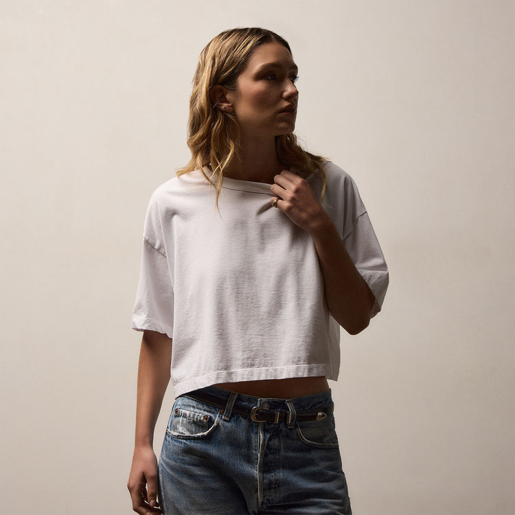 Heavy Luxe Jersey Shrunken Tee In White | James Perse Los Angeles