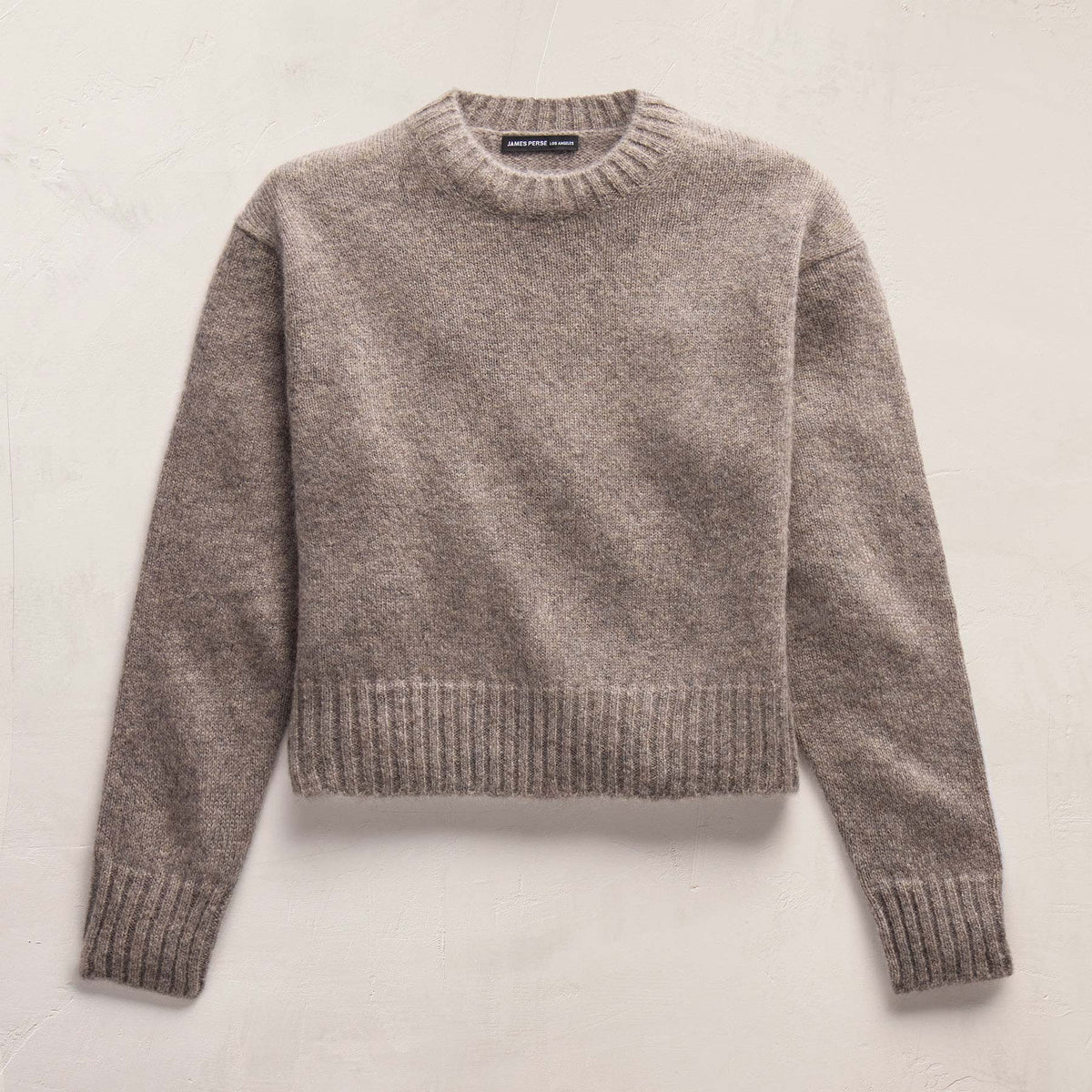Lightweight Textured Cashmere Crew in Beige Melange | James Perse Los Angeles