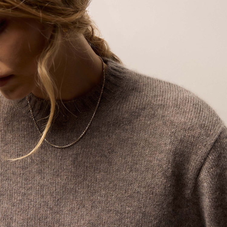 Lightweight Textured Cashmere Crew in Beige Melange | James Perse Los Angeles