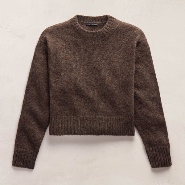 Lightweight Textured Cashmere Crew in Bark | James Perse Los Angeles
