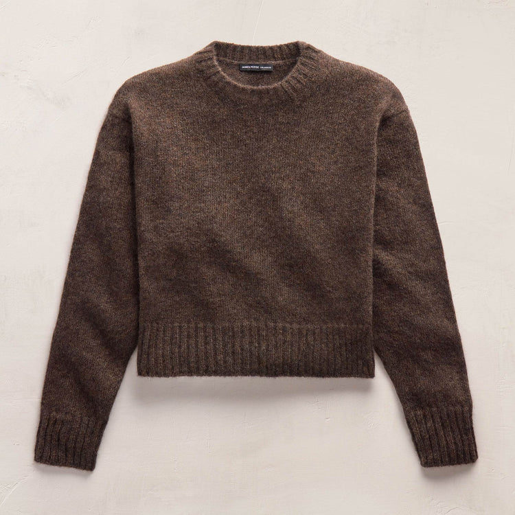 Lightweight Textured Cashmere Crew in Bark | James Perse Los Angeles