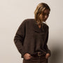 Lightweight Textured Cashmere V Neck in Bark | James Perse Los Angeles