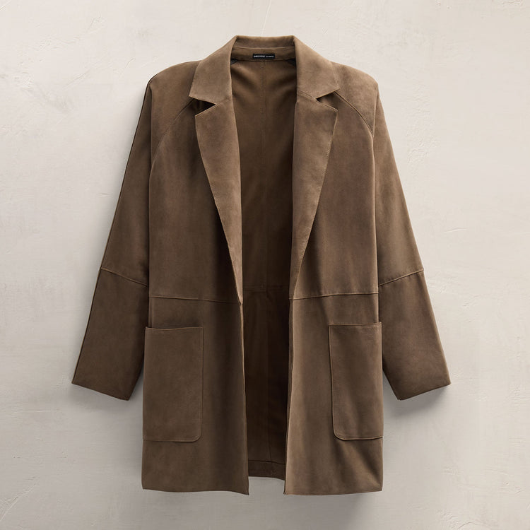 Suede Trench Coat in Caribou | James Perse Los Angeles