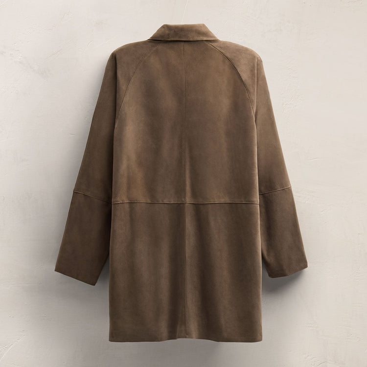 Suede Trench Coat in Caribou | James Perse Los Angeles