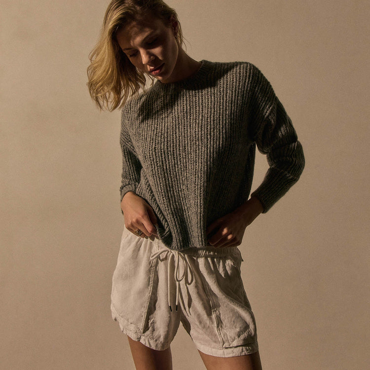 Open Stitch Crew Neck in Grey Mix | James Perse Los Angeles