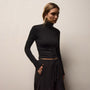 Strech Melange Jersey Turtleneck in Black | James Perse Los Angeles