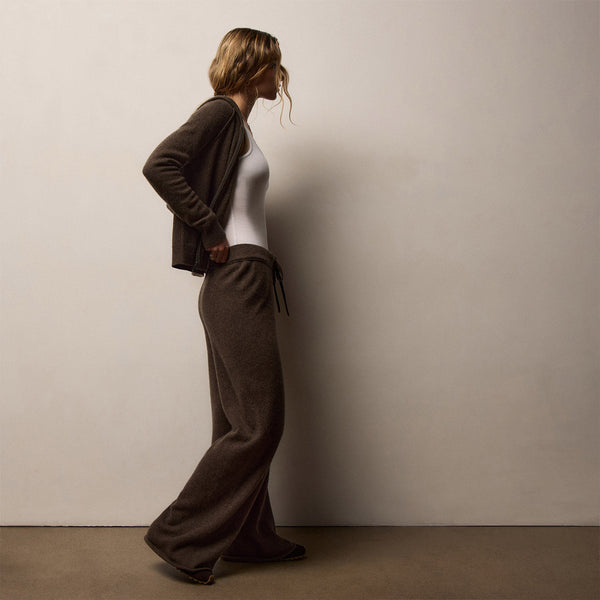 Cashmere Wide Leg Track Pant in Porcupine | James Perse Los Angeles