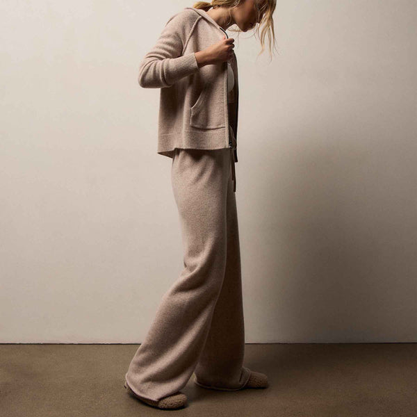 Cashmere Wide Leg Track Pant in Stone | James Perse Los Angeles