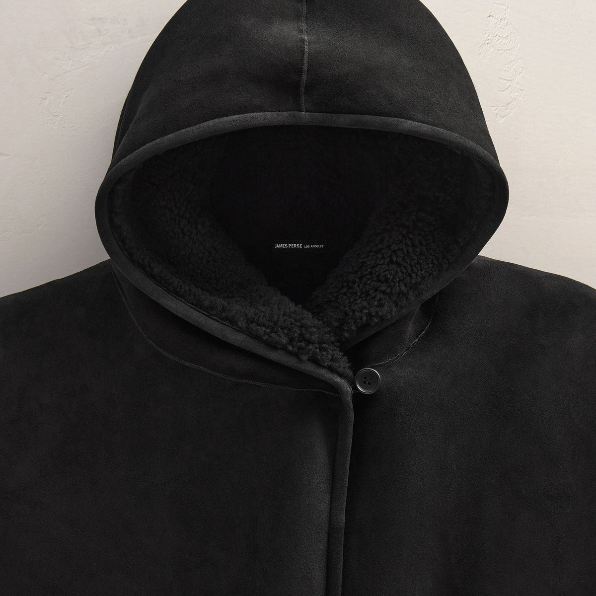 Long Suede Hooded Jacket in Black | James Perse Los Angeles