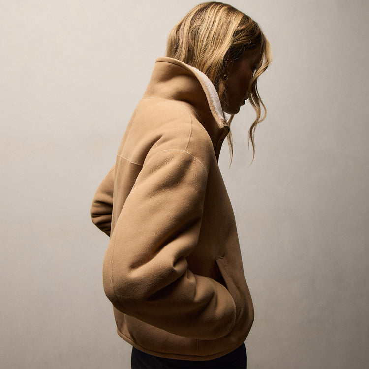 Suede Shearling Jacket - Light Caramel