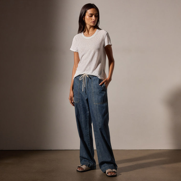 Sheer Slub Crew Neck Tee in White | James Perse Los Angeles